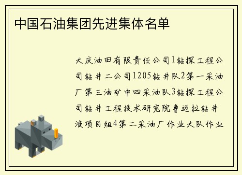 中国石油集团先进集体名单