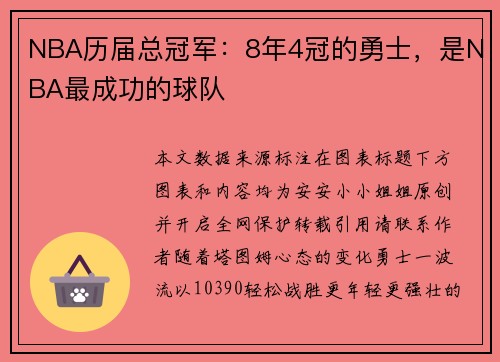 NBA历届总冠军：8年4冠的勇士，是NBA最成功的球队
